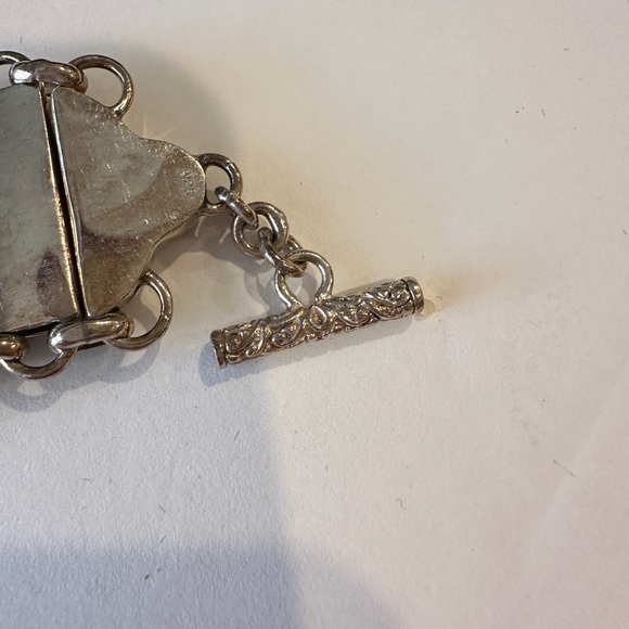 Vintage Sterling Silver Filigree Bracelet Floral Heavy Toggle Closure - Picture 6 of 12